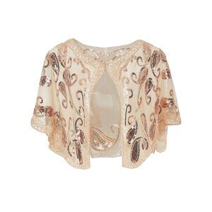8684 1920s Shawl Wraps Beaded Evening Cape Bridal Flapper Cover Up